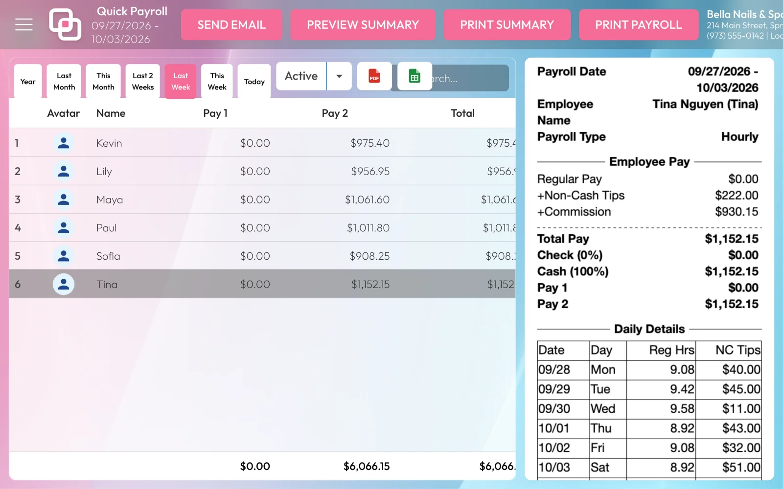 Payroll in MniaPOS